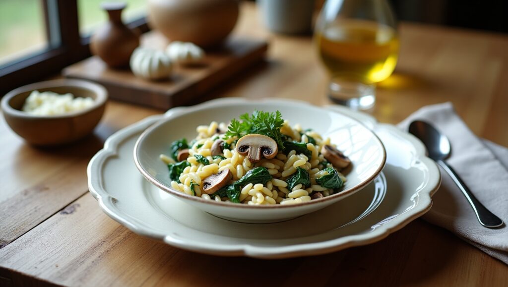 1 Creamy Mushroom & Spinach Orzo: A Comforting One-Pot Delight