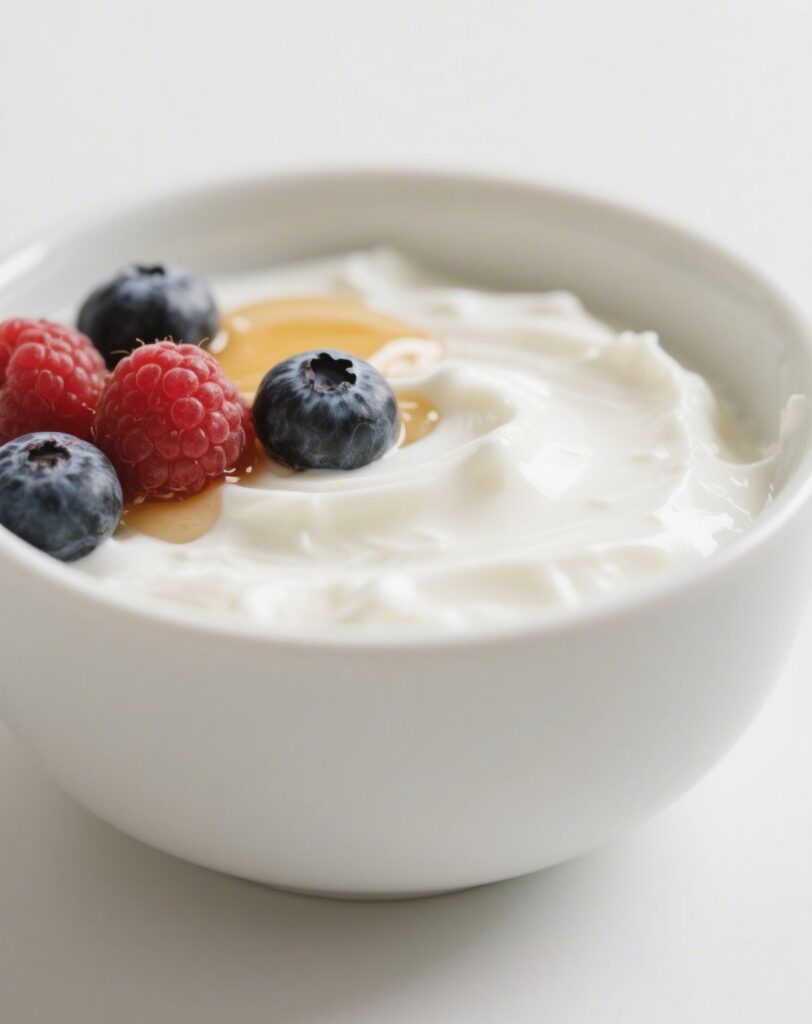Greek Yogurt topped with honey and berries