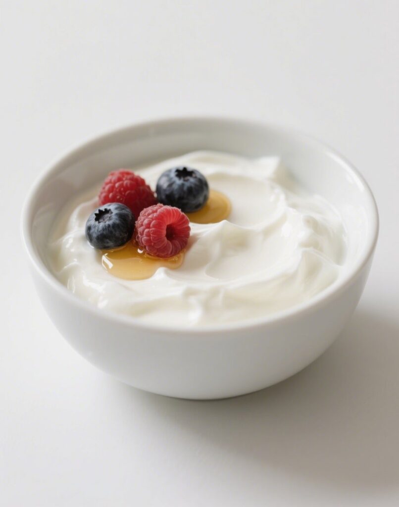 Greek Yogurt topped with honey and berries