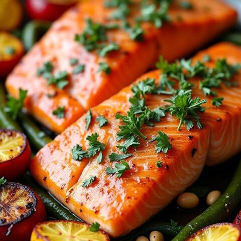 Delightful One-Pan Lemon Herb Salmon with Roasted Veggies