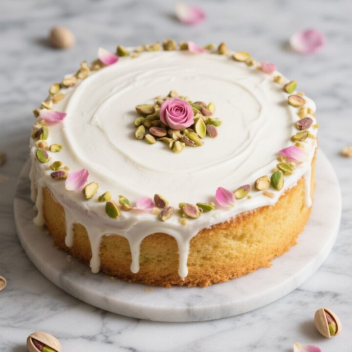 Rosewater Pistachio Tres Leches Cake
