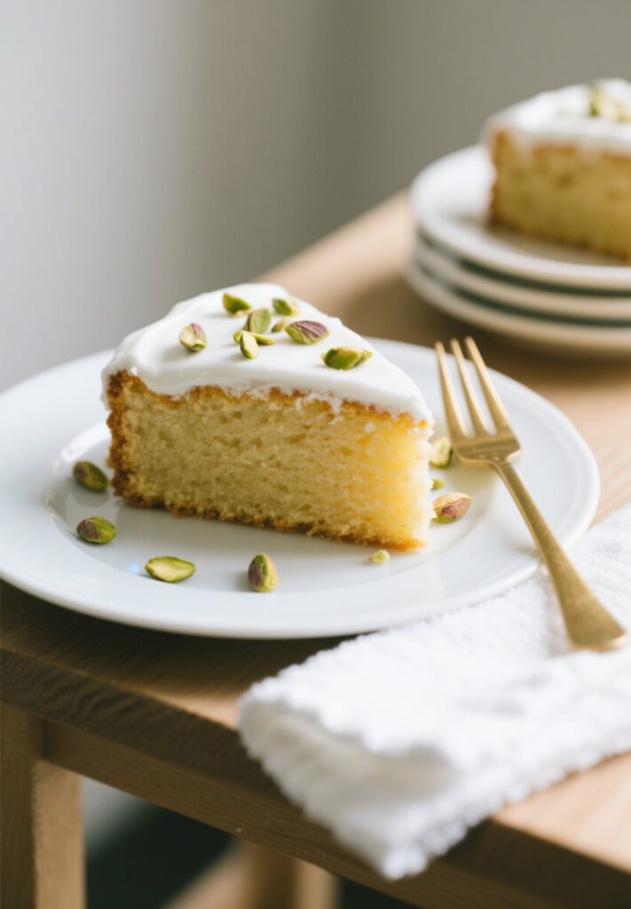rosewater pistachio tres leches cake