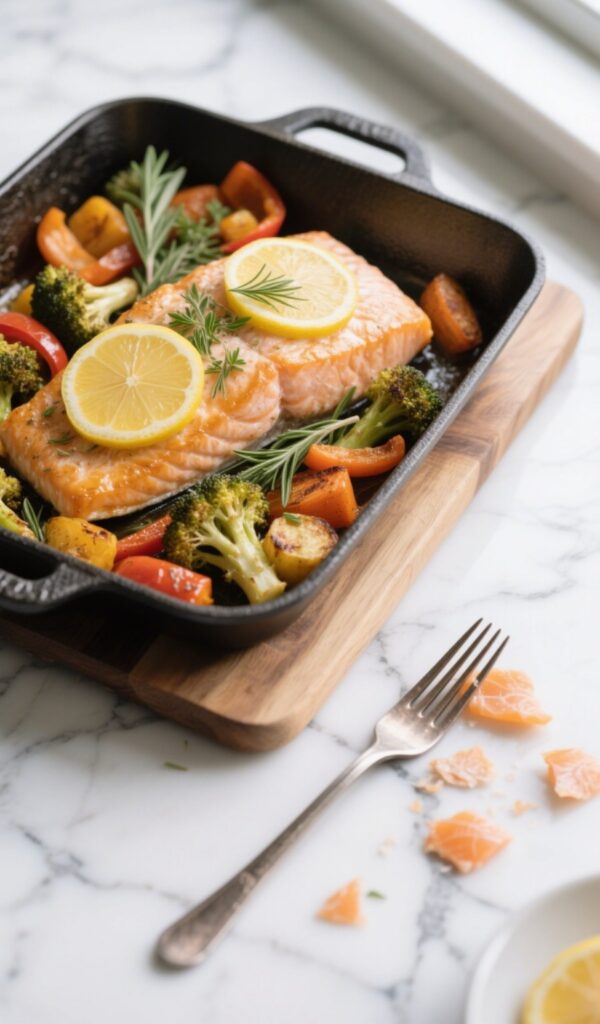 lemon herb salmon with roasted veggies