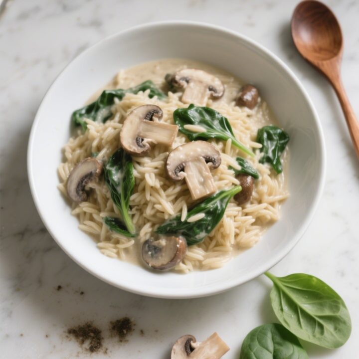 Creamy Mushroom & Spinach Orzo
