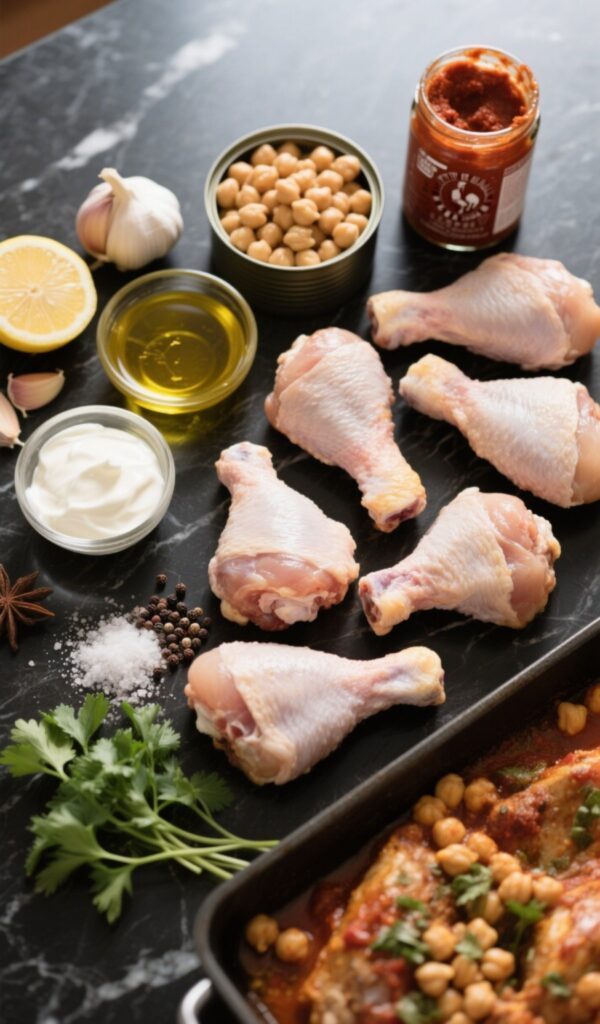 one-pan harissa chicken with chickpeas