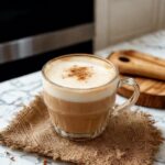 Maple tahini latte with cinnamon foam