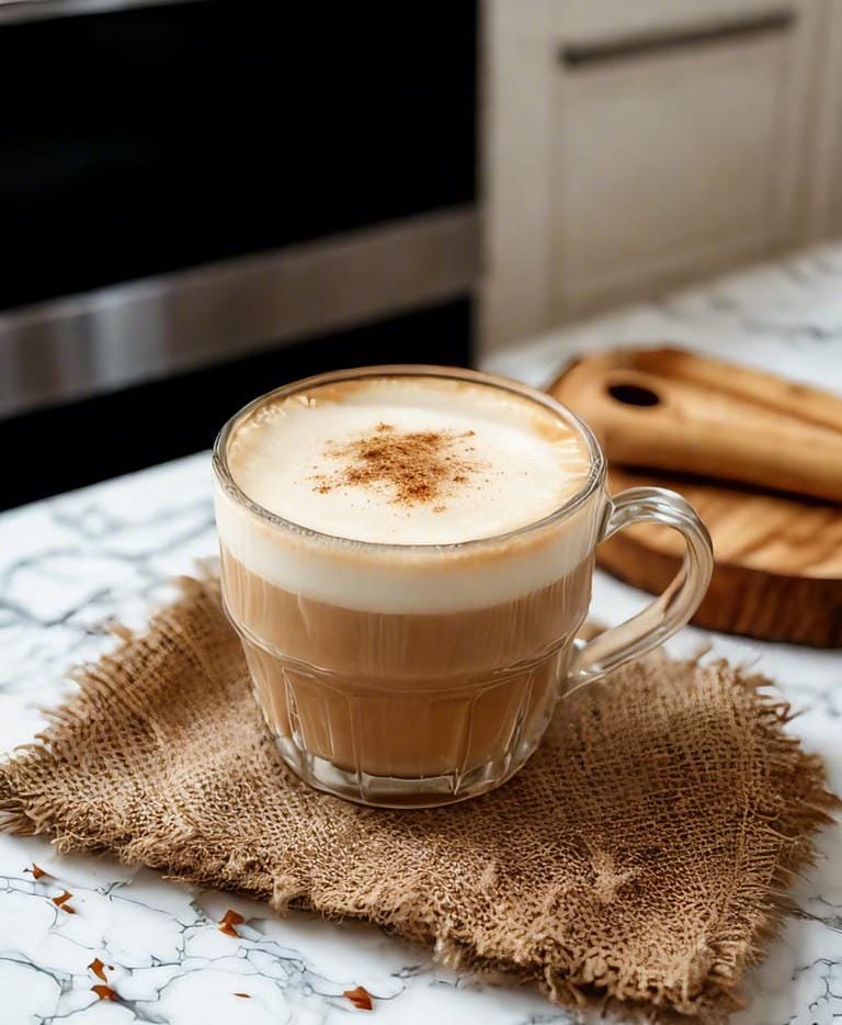 Maple tahini latte with cinnamon foam