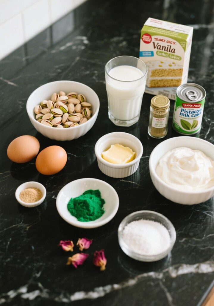 ingredients for pistachio milk cake