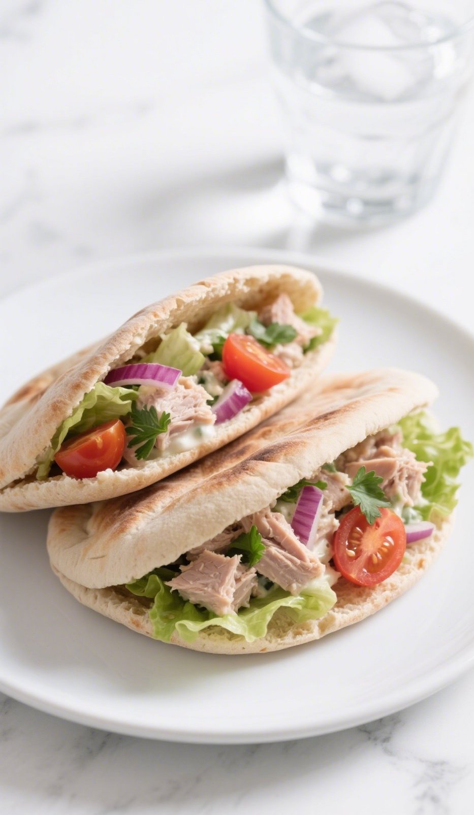 Healthy Tuna Salad Pita Recipe with fresh herbs