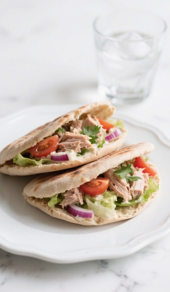 Healthy Tuna Salad Pita Recipe with fresh herbs