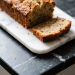 Moist and healthy homemade banana bread with ripe bananas
