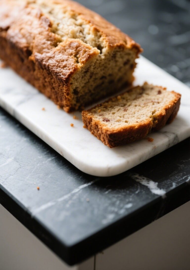 Moist and healthy homemade banana bread with ripe bananas