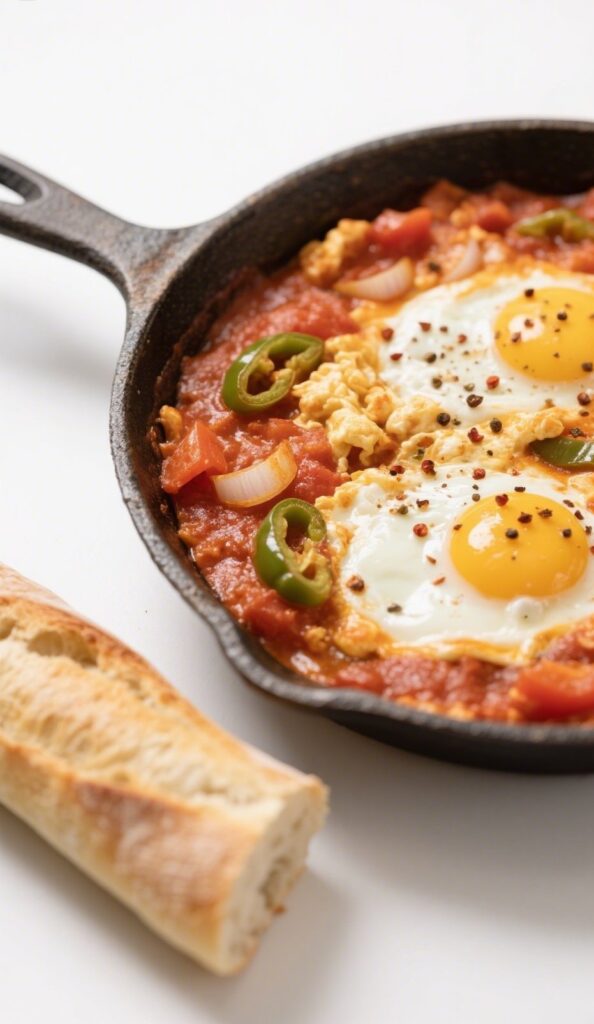  Authentic Turkish Menemen recipe with eggs, tomatoes, and peppers