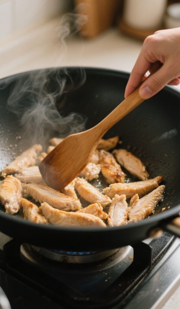 tir fry chicken and garlic