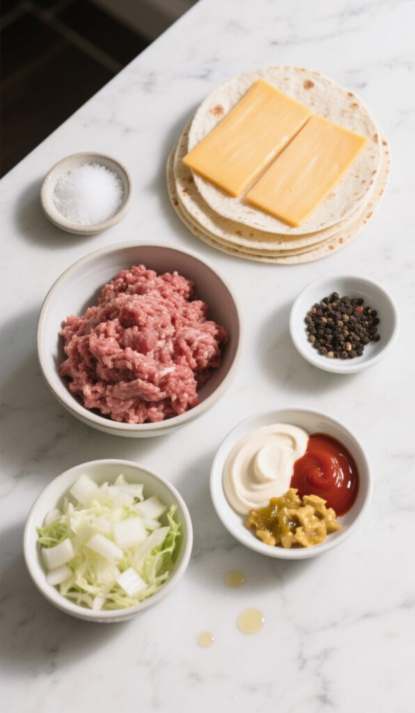 Ingredients for Smash Burger Taco