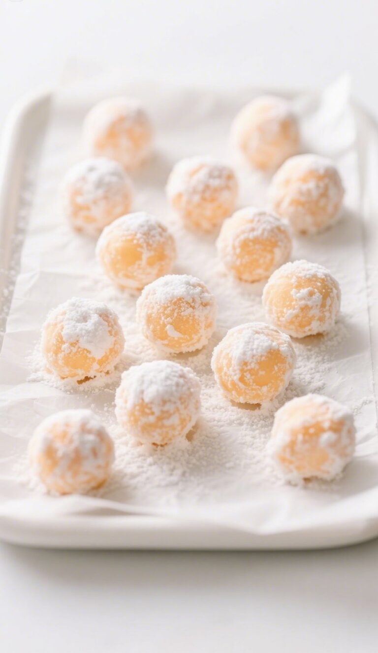 Orange Creamsicle Truffles stacked on a white marble plate