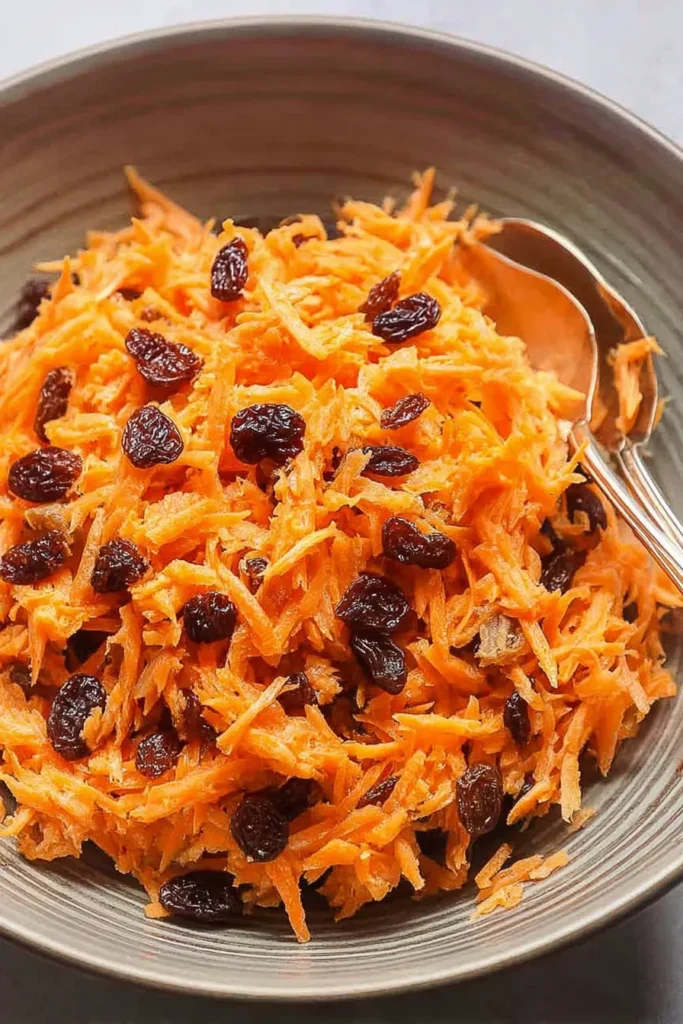 Colorful Carrot Raisin Salad in a Bowl