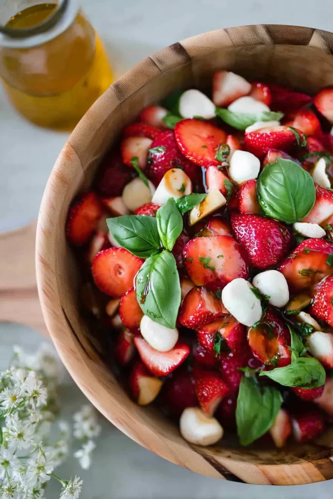 Vibrant Strawberry Caprese Salad on a plate