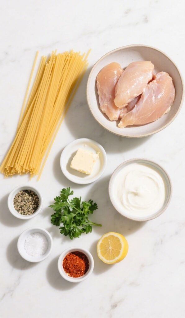 Ingredients for Cowboy Butter Chicken Linguine