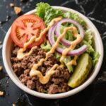 Whole30 Burger Bowls with cheese and special sauce