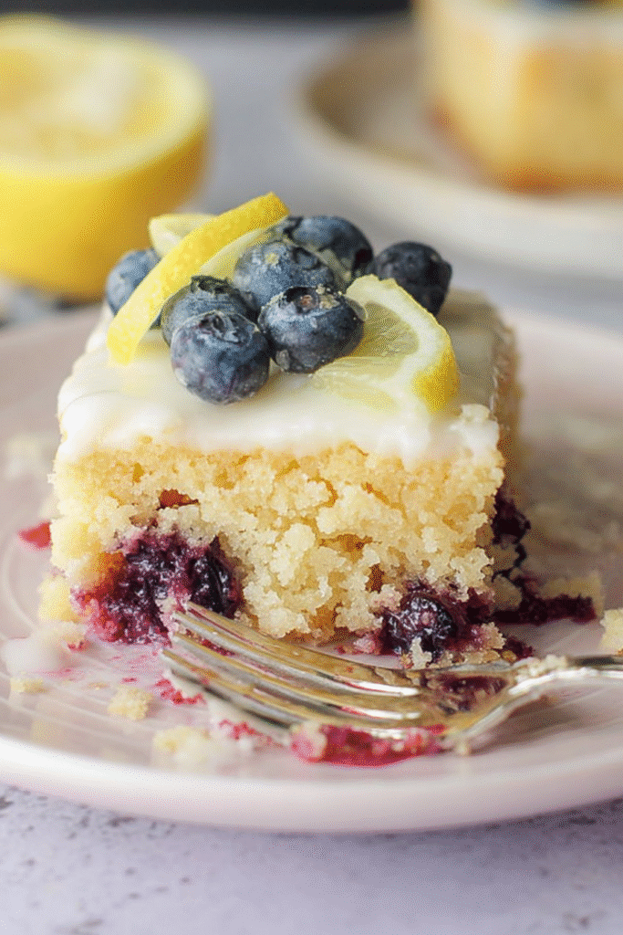 Lemon Blueberry Sheet Cake Slice