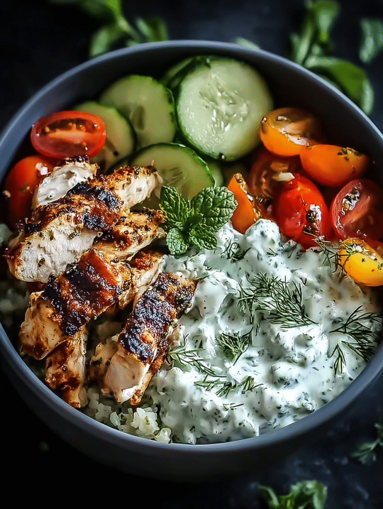 Delicious Mediterranean Chicken Tzatziki Bowl