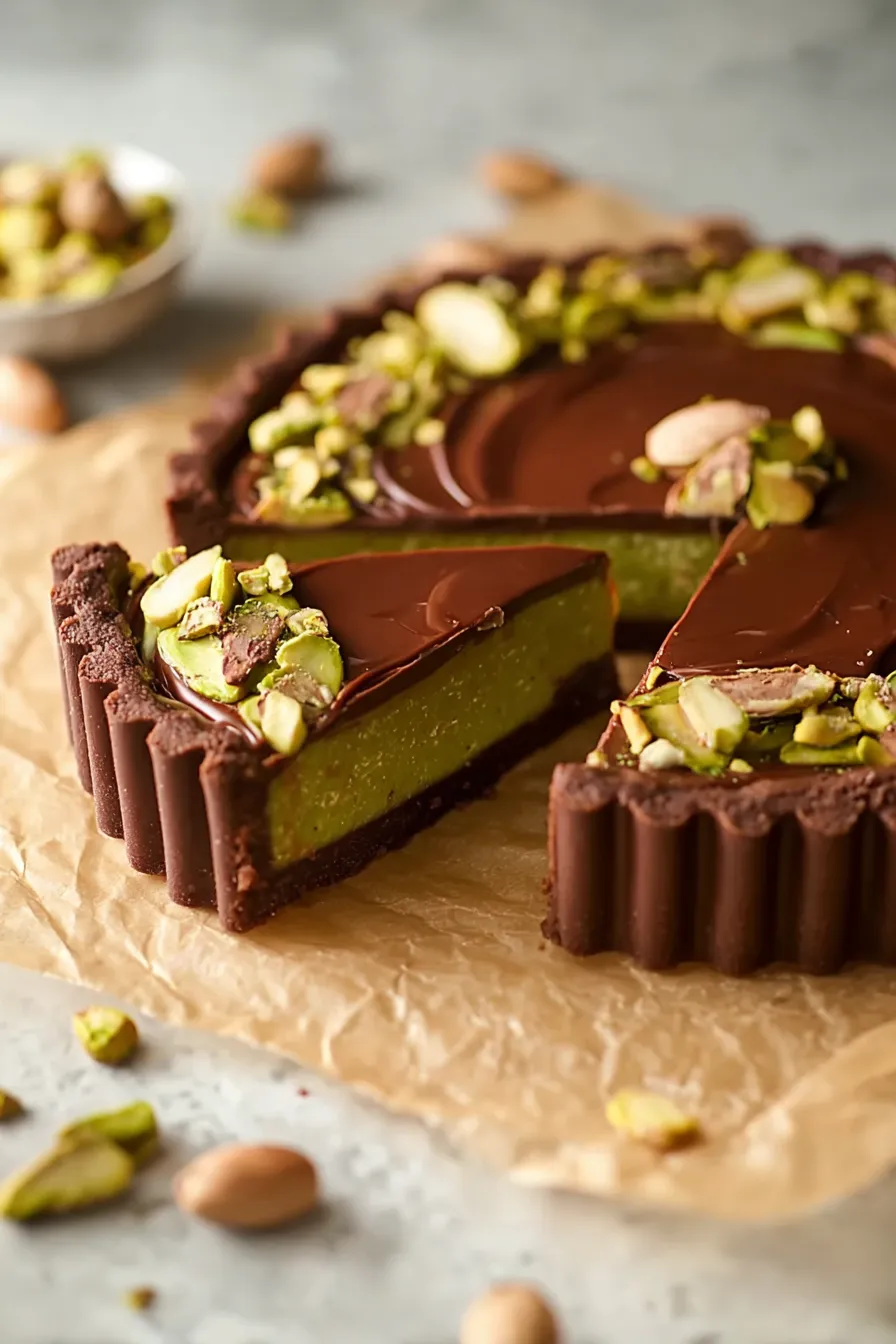 Chocolate Pistachio Ganache Tart - Rich and Decadent Dessert