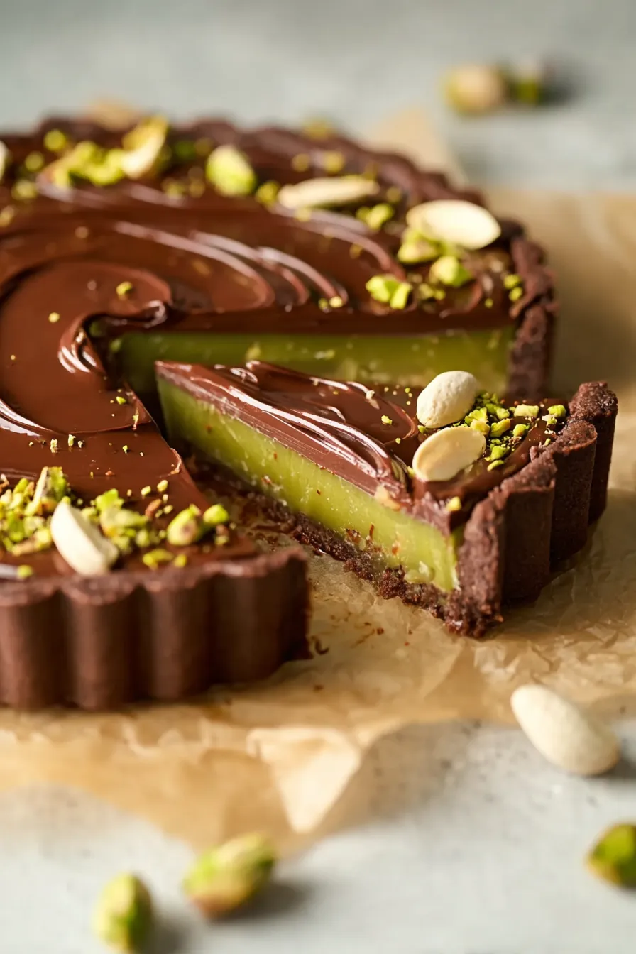 Chocolate Pistachio Ganache Tart 