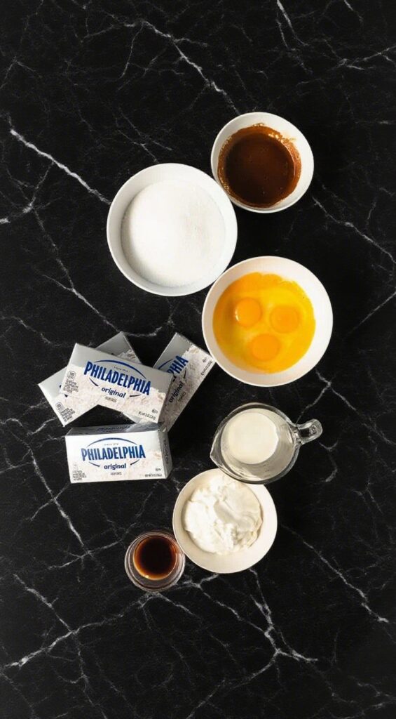 Ingredients for coffee cheesecake