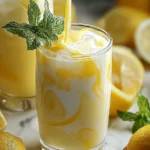 Condensed Milk Lemonade in a Glass with Lemon Slices