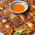 Crispy Korean Spring Onion Pancake on a Plate