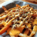 Dirty Fries Topped with Cheese and Spices