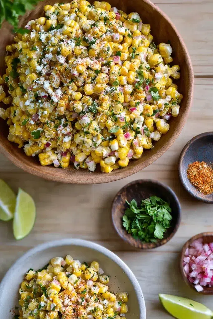 Colorful Elote Corn Salad in a Bowl