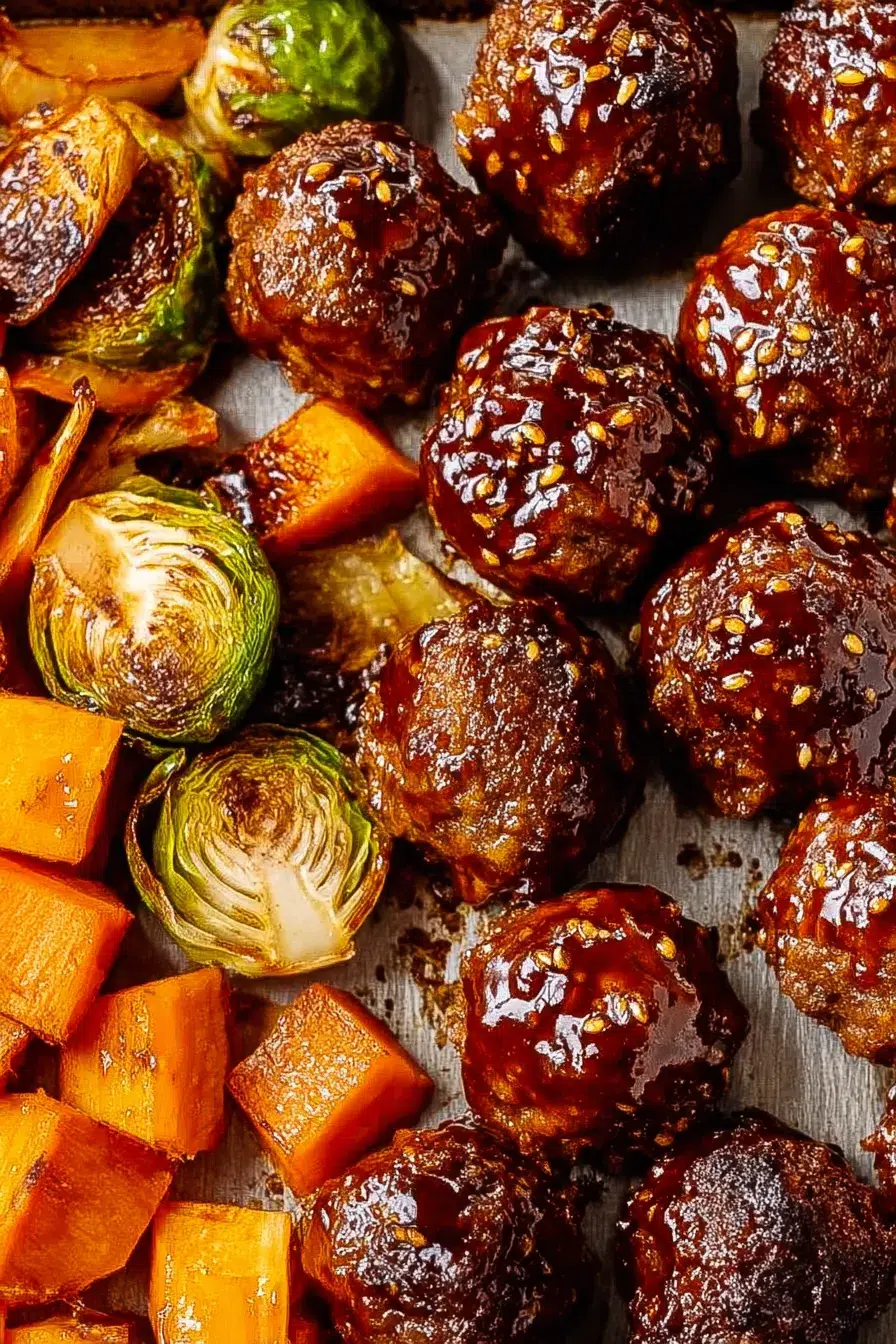 Korean BBQ Meatballs with Roasted Vegetables