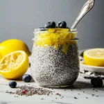 Delicious Lemon Cream Chia Pudding Garnished with Berries