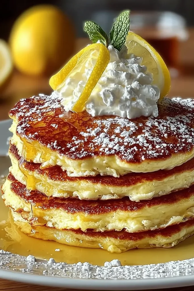 Lemon Ricotta Pancakes Ready to Serve