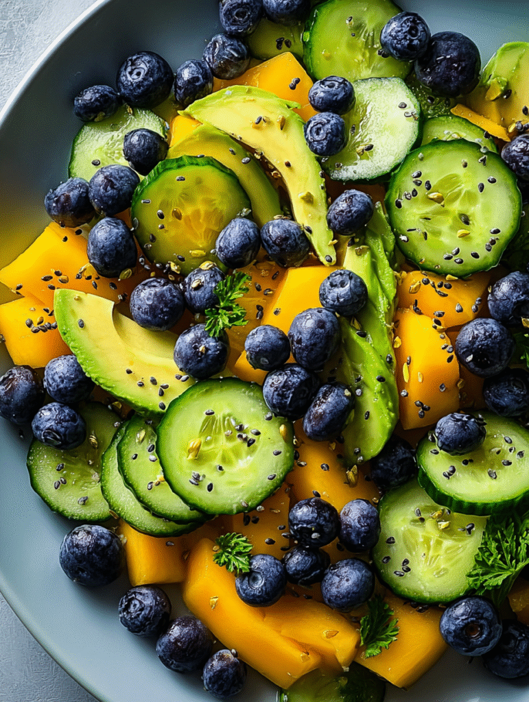 Mango Cucumber Salad with Blueberries and Avocado
