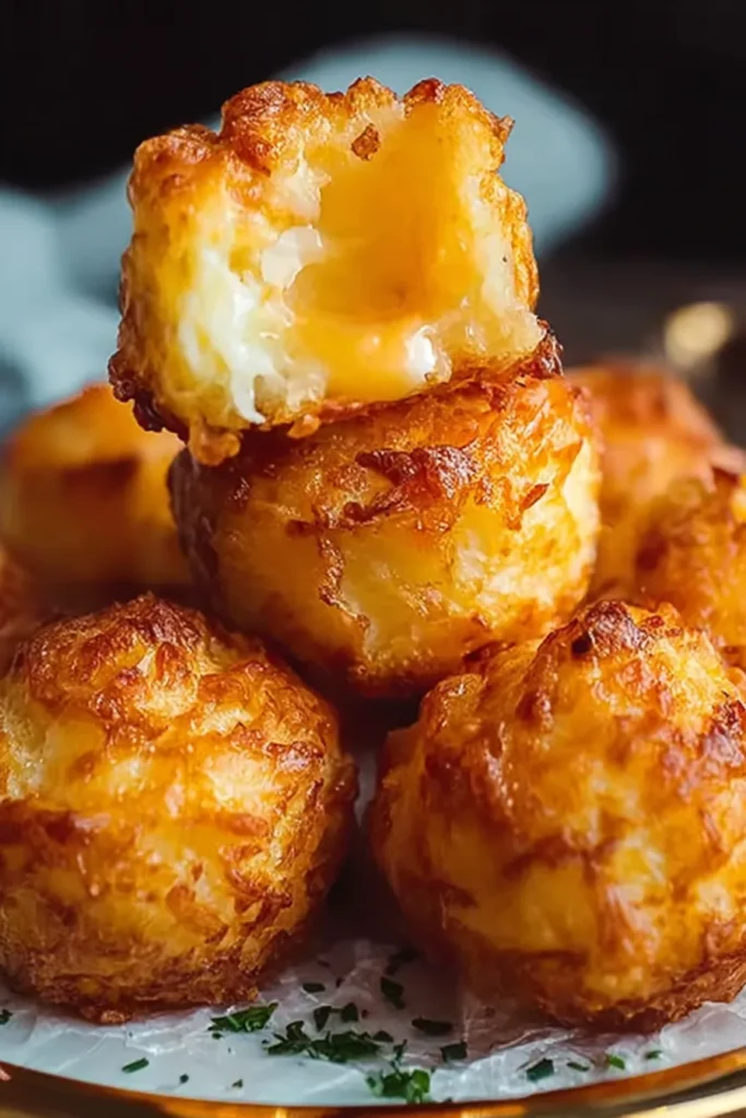Golden Mashed Potato Cheese Puffs Ready for Serving
