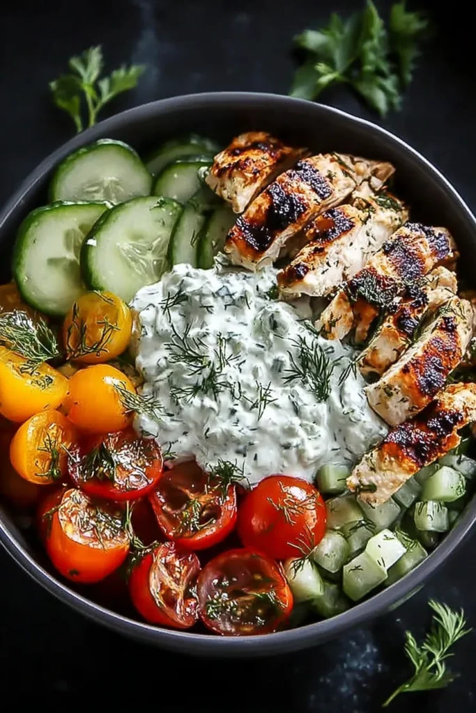 Delicious Mediterranean Chicken Tzatziki Bowl