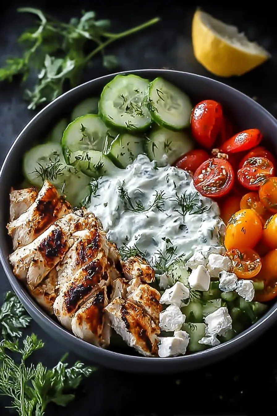 Mediterranean Chicken Tzatziki Bowls
