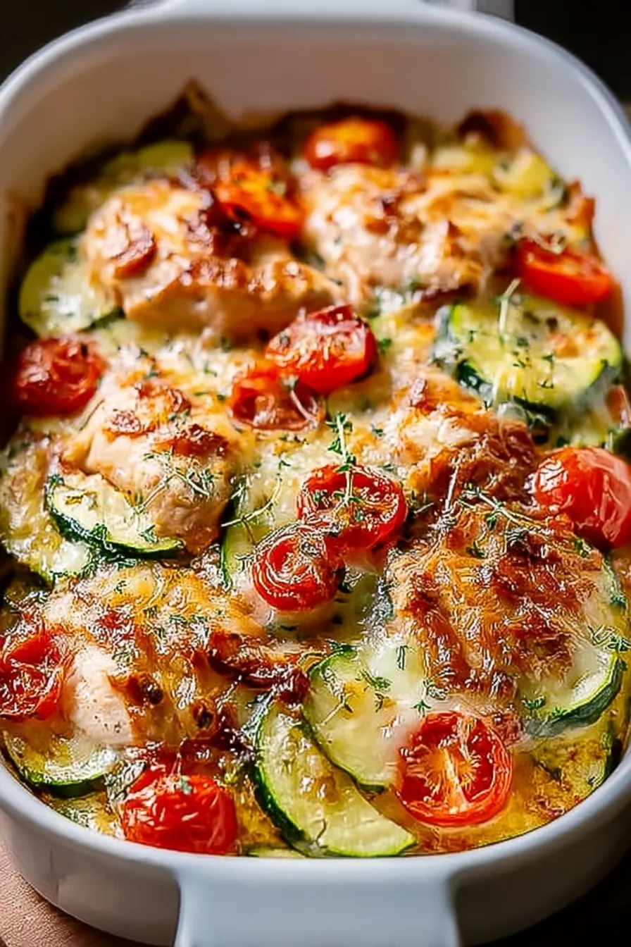 Mediterranean Chicken Zucchini Bake Ready to Serve