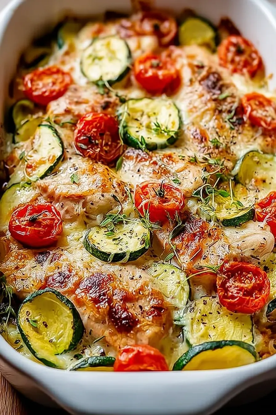 Mediterranean Chicken Zucchini Bake