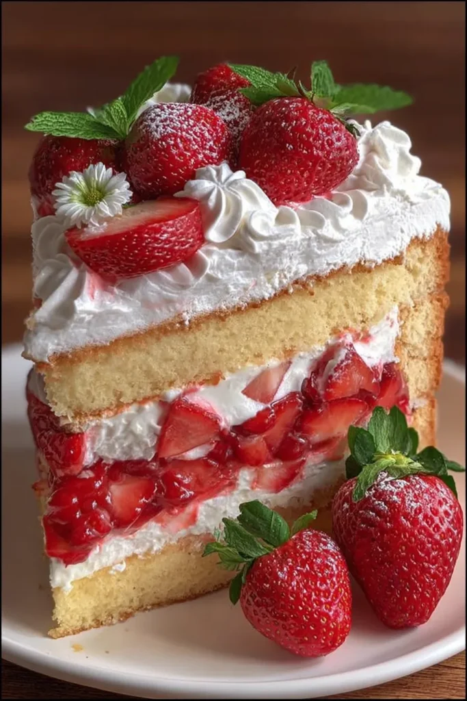 Mouthwatering Moist Strawberry Shortcake Cake Slices