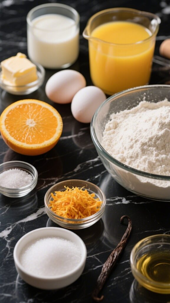 Ingredients for orange muffins
