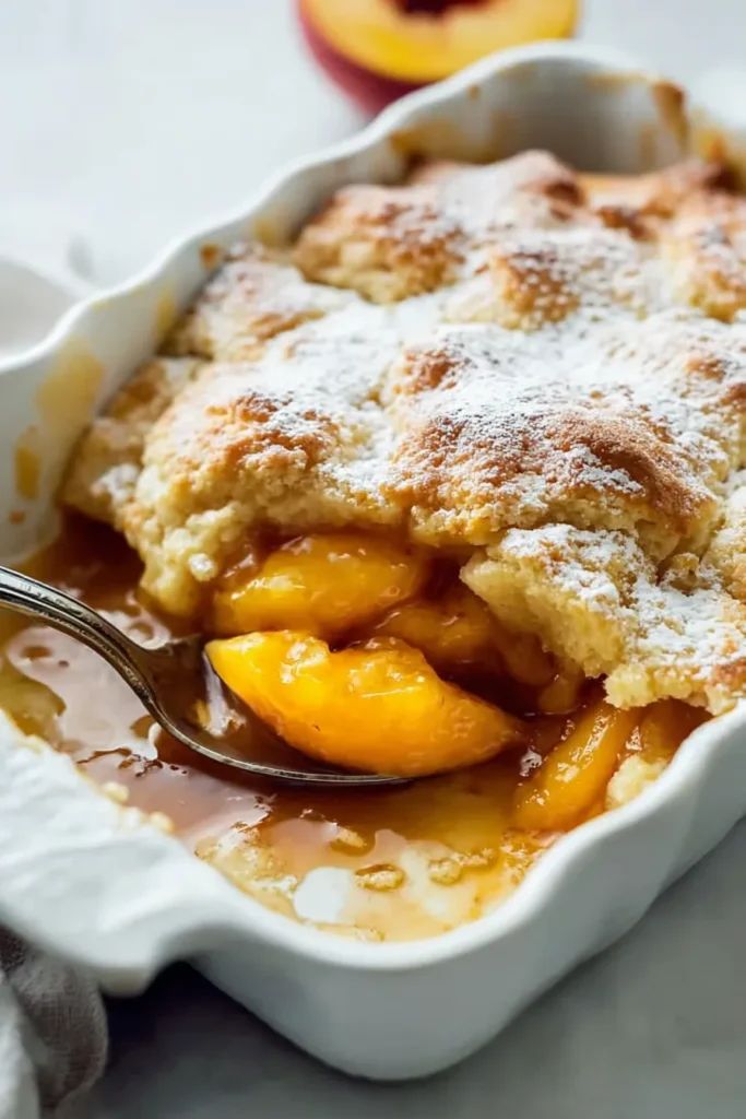 Delicious Peach Cobbler Fresh from the Oven