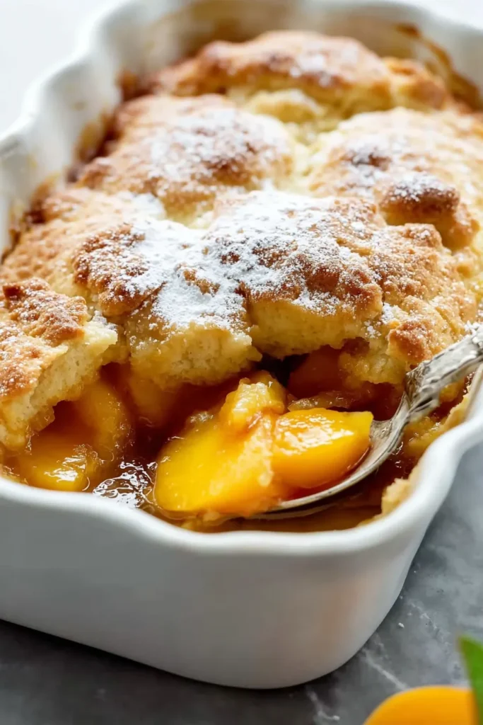 Delicious Peach Cobbler Fresh from the Oven