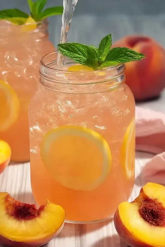 Peach Lemonade Refreshing Summer Drink in A Glass