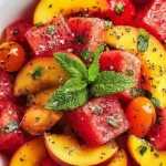 Vibrant Peach Watermelon Salad Ready to Serve