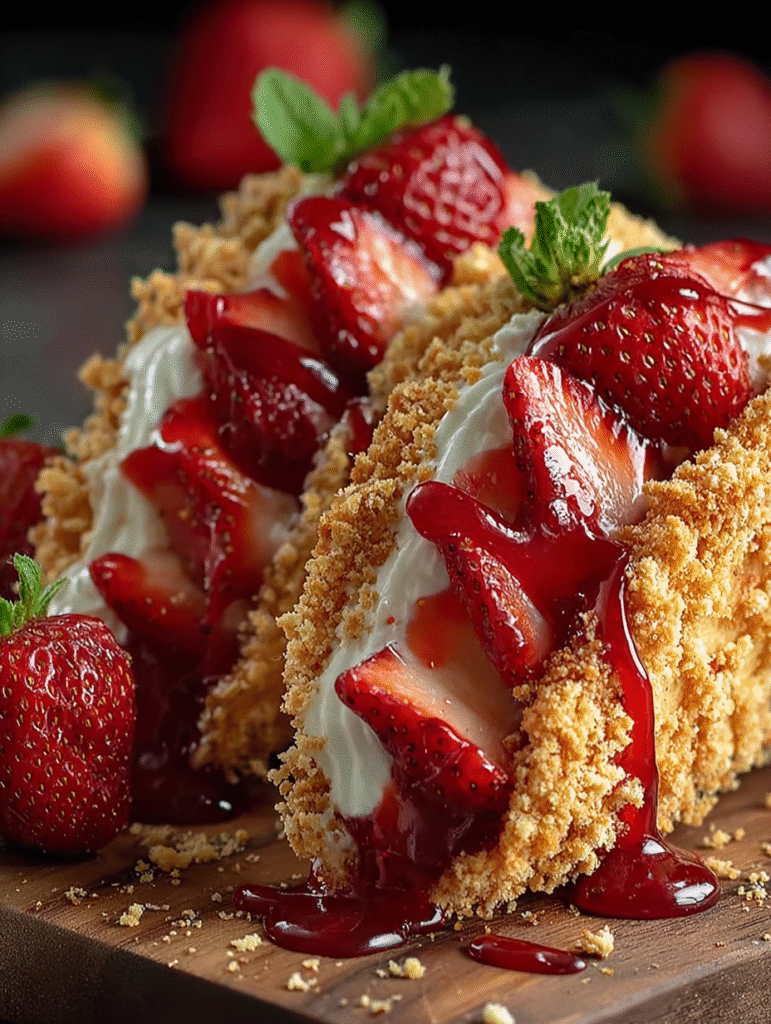 Strawberry Crunch Cheesecake Tacos 