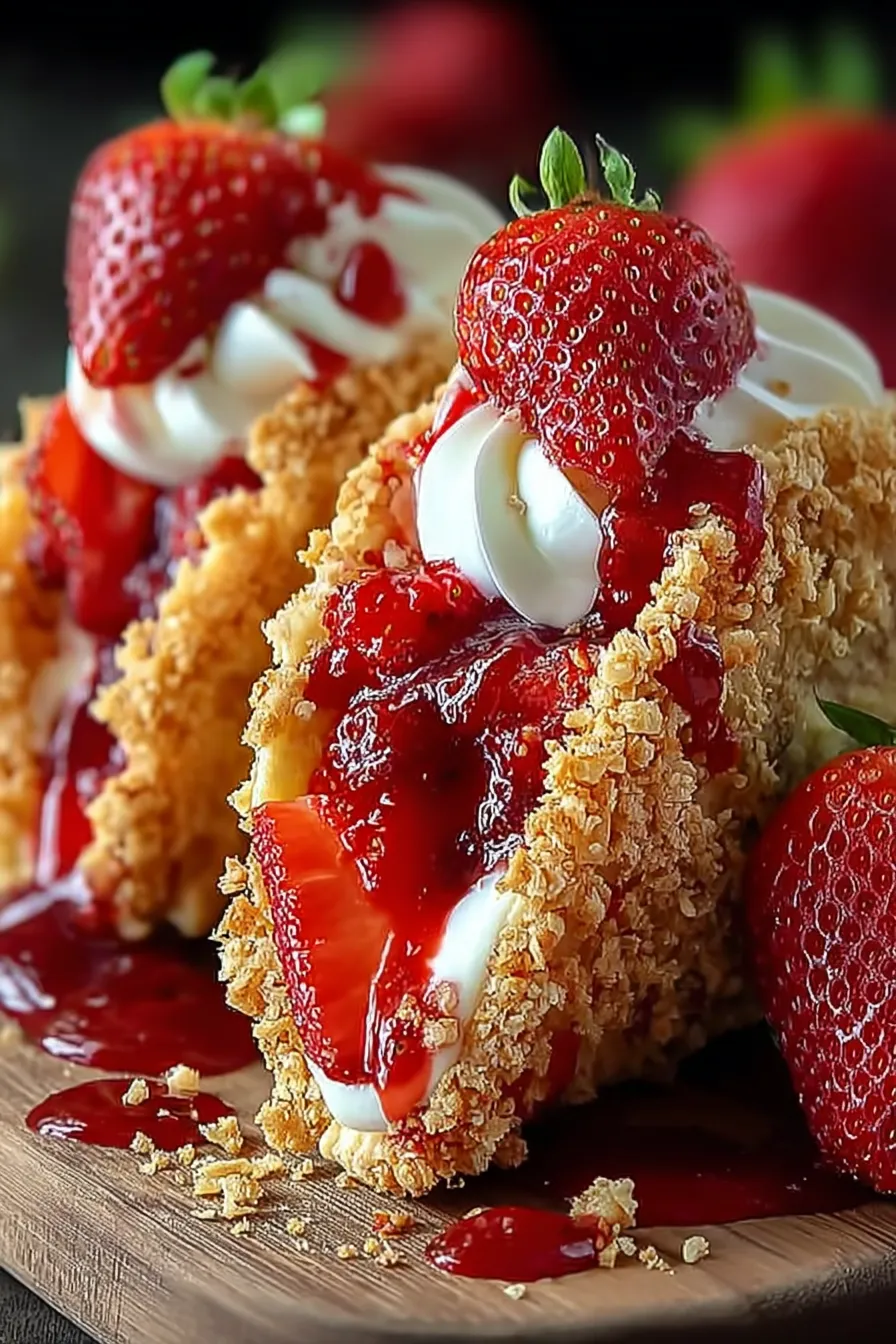 Strawberry Crunch Cheesecake Tacos